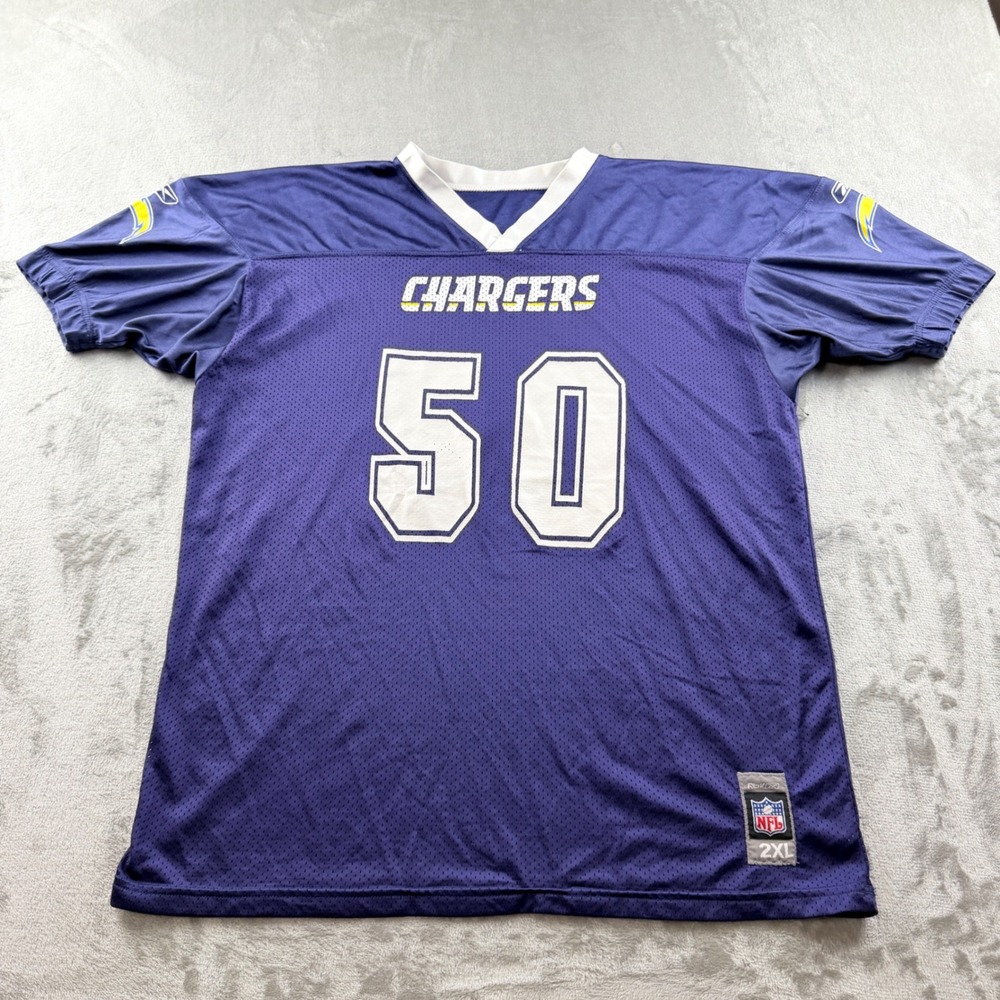 Reebok NFL San Diego Chargers Johnson 50 Jersey Youth 2XL Purple Navy